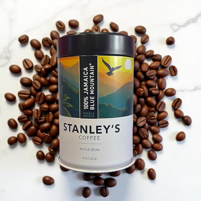 Stanley's Coffee - 100% Jamaica Blue Mountain Coffee Authentic Whole Bean Medium Roast Certified Single Origin Gourmet Jamaican Coffee Beans Premium Gift for Coffee Lovers 8oz