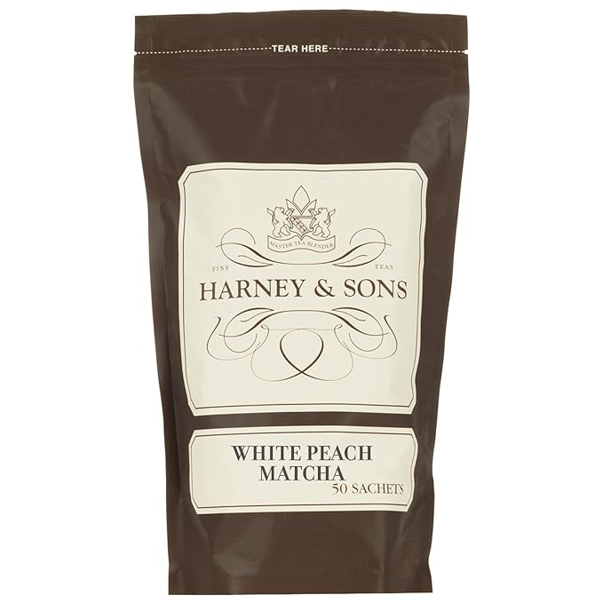Harney &amp Sons White Peach Matcha Green Tea | Bag of 50 sachets
