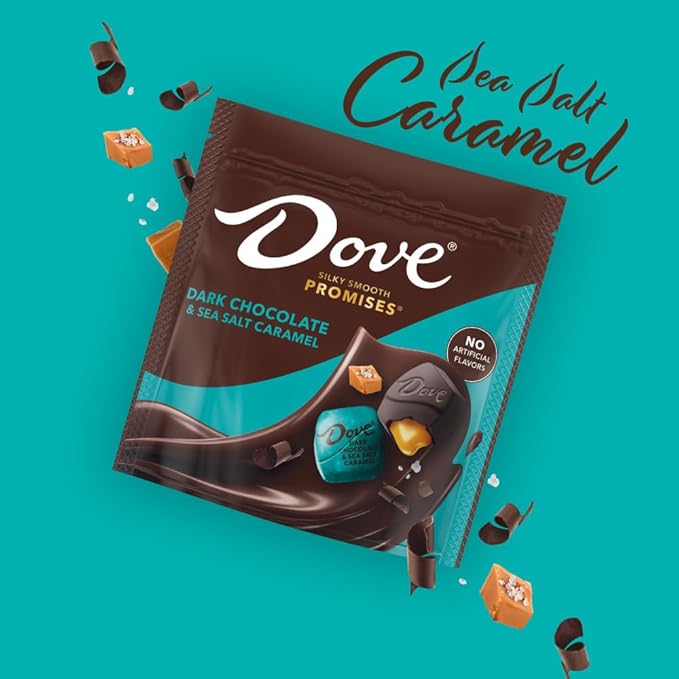 DOVE PROMISES Easter Dark Chocolate &amp Sea Salted Caramel Candy Bulk Dark Chocolate Candy filled with Caramel Sea Salt 6.74 Oz Bag (Pack of 8)