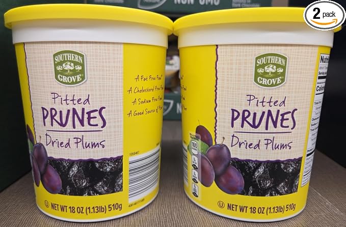 Southern Grove Pitted Prunes Dried Plums 18oz 510g (Two Jars)
