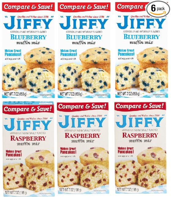 Blueberry and Raspberry Muffin Mix Makes great pancakes (6 Boxes 7 oz. Each)
