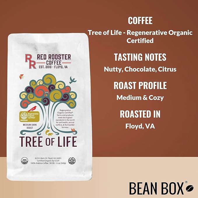 Tree of Life - Regenerative Organic Certified - Roasted by Red Rooster Coffee - Freshly Ground Coffee - 5 Pound Bag