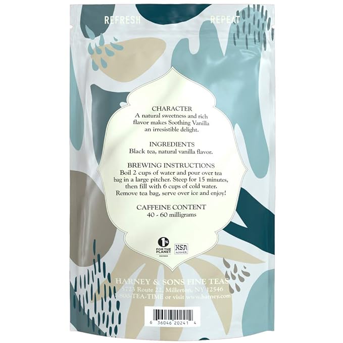 Harney &amp Sons Organic Vanilla Iced Tea Bags 15ctBrews up to 30 quarts of Iced Tea Refreshing Summer Iced Tea