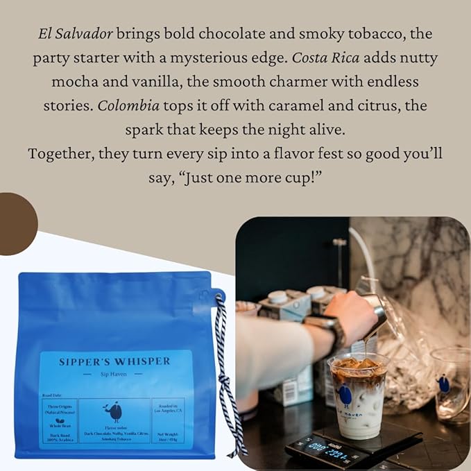 SipHaven Espresso Blend – Sipper's Whisper | Medium Roast Whole Bean Coffee | Rich Smooth Balanced Flavor | Specialty Grade Small Batch Roast | 1lb (16oz)