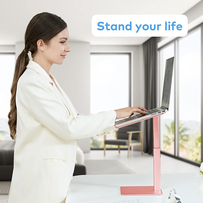 Laptop Stand for Desk Ergonomic Aluminum Laptop Stand Adjustable Height from 7-15 Sitting and Standing Laptop Riser for 10-17 Notebook