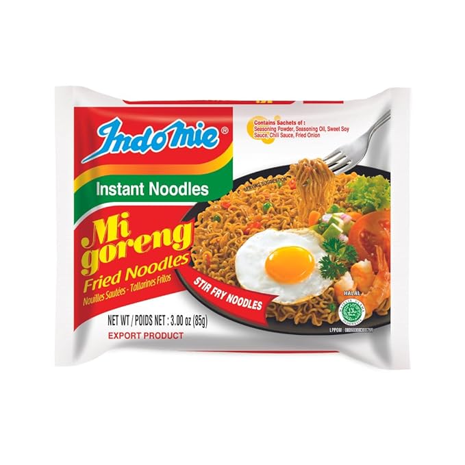 Indomie Mi Goreng Instant Stir Fry Noodles Halal Certified 30 Original &amp 30 Special Chicken Flavor (Pack of 60)