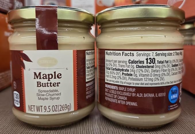 Berry-hill Maple Butter Spreadable Slow-Churned Maple Syrup 9.5oz 269g (Two Jars)
