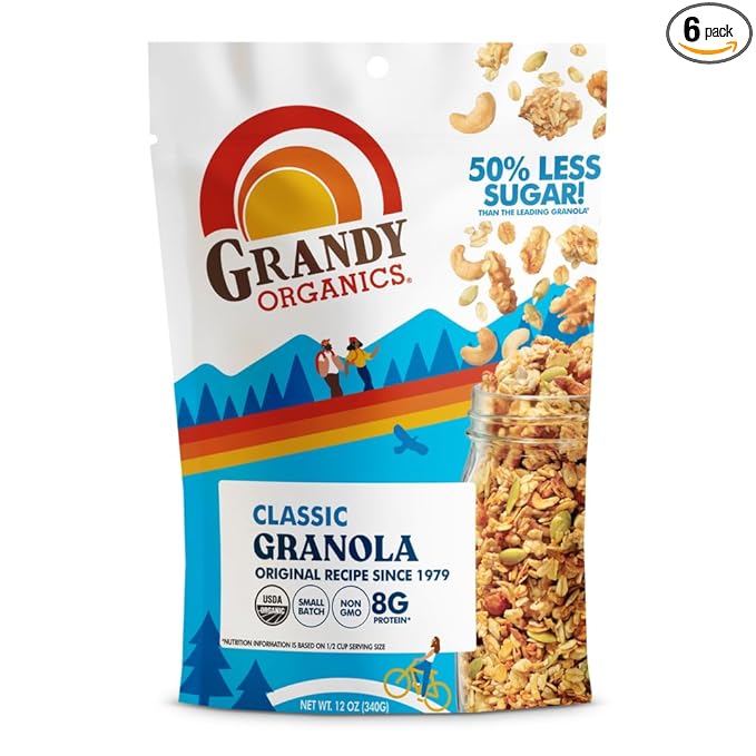 Grandy Organics Classic Organic Granola 12 oz (Pack of 6)