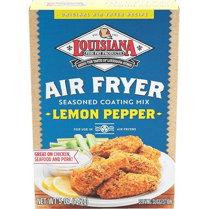 Louisiana Fish Fry Products Air Fry Variety Pack - Chicken Garlic &amp Herb and Lemon Pepper 5 Oz Pack of 6 - (2 of Each)