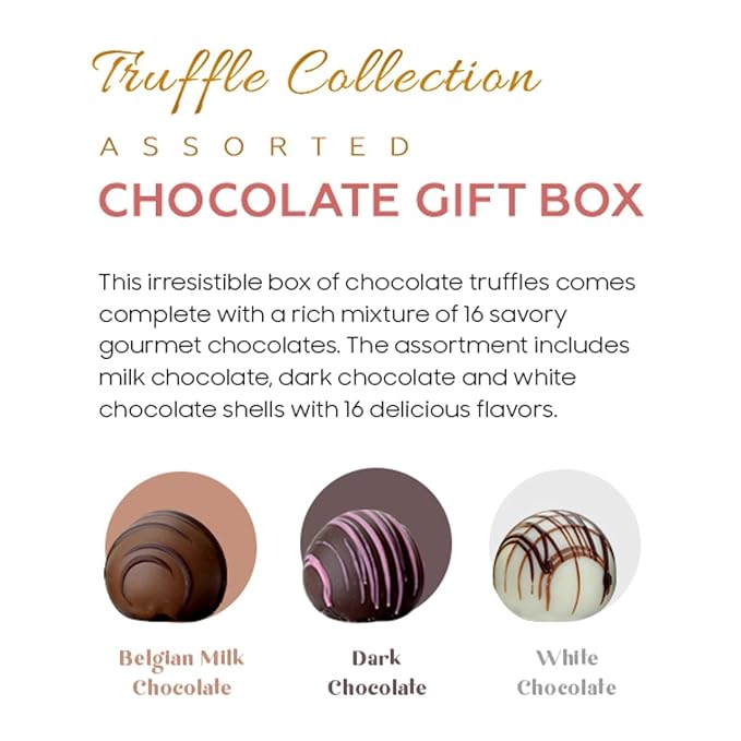 CRAVINGS BY ZOE Birthday and Anniversary Chocolate Truffles Gift Box | 16 Count | Chocolate Candy Gifts | Gourmet Assorted Chocolate Food Gift Basket | Birthday Gifts for Women Men Mom Dad Adults Coup