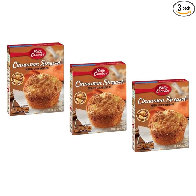 Betty Crocker Muffin &amp Quick Bread Mix Cinnamon Streusel 13.9 oz Box (3 PACK)