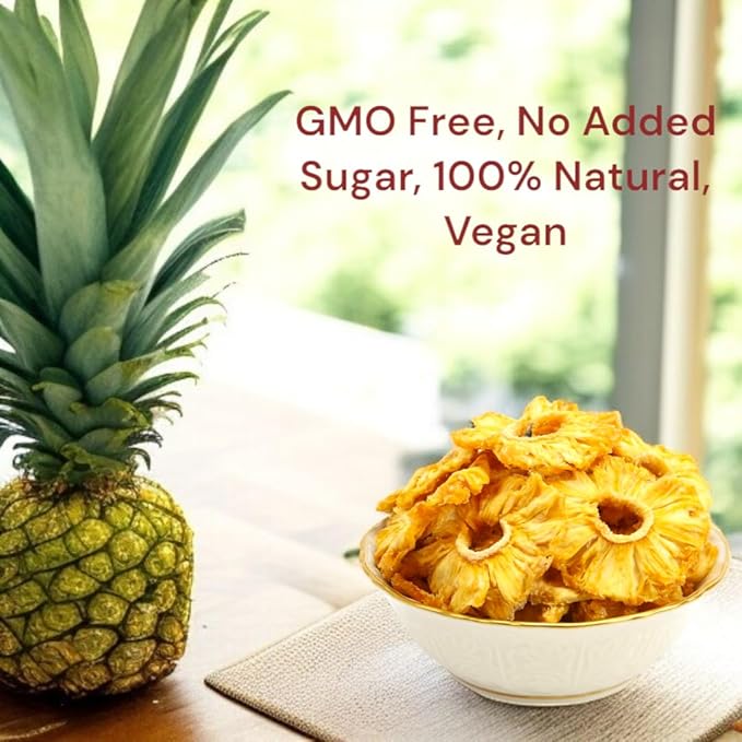 No Sugar Added Dried Pineapple Rings 16 oz Non-GMO Flavorful Chewy Fruit Snack Vegan Kosher Natural Unsulfured Bulk Great for Desserts Cakes Pies