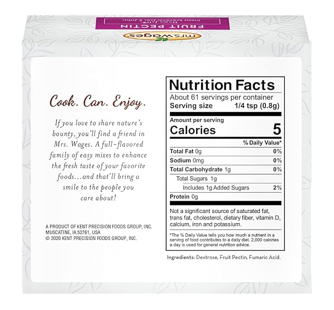 Mrs. Wages Fruit Pectin Home Jell | Easy-To-Use | Fast Results | Homemade Jelly Jams or Freezer Jams | 1.75 oz Carton (Value Pack of 12)