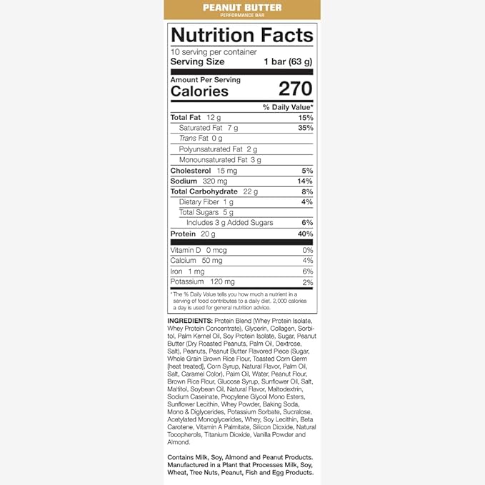 MTN Ops Protein Bar Peanut Butter 2.2 oz (Pack of 10)