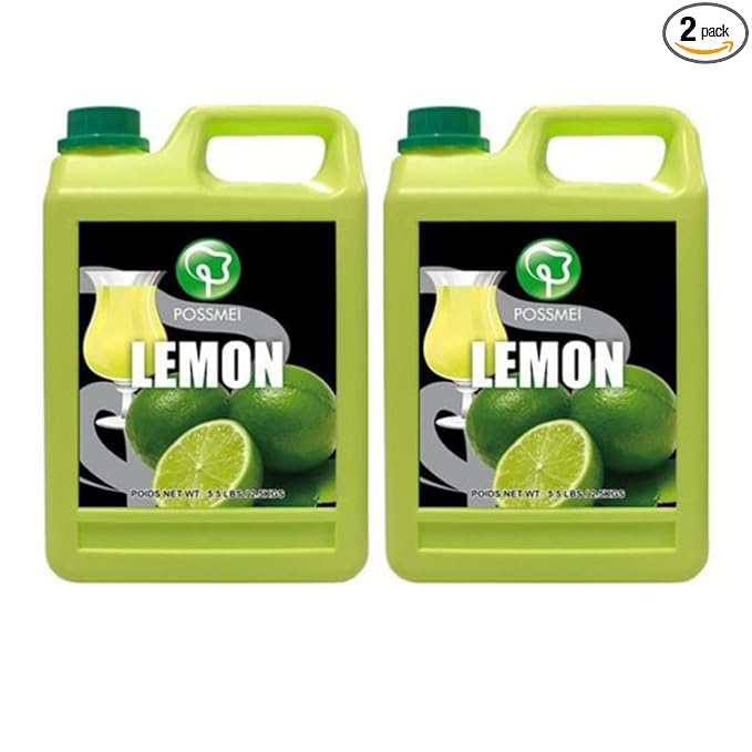 Possmei Lemon Flavored Syrup 5.5 Pound Plastic Jar 2 Pack