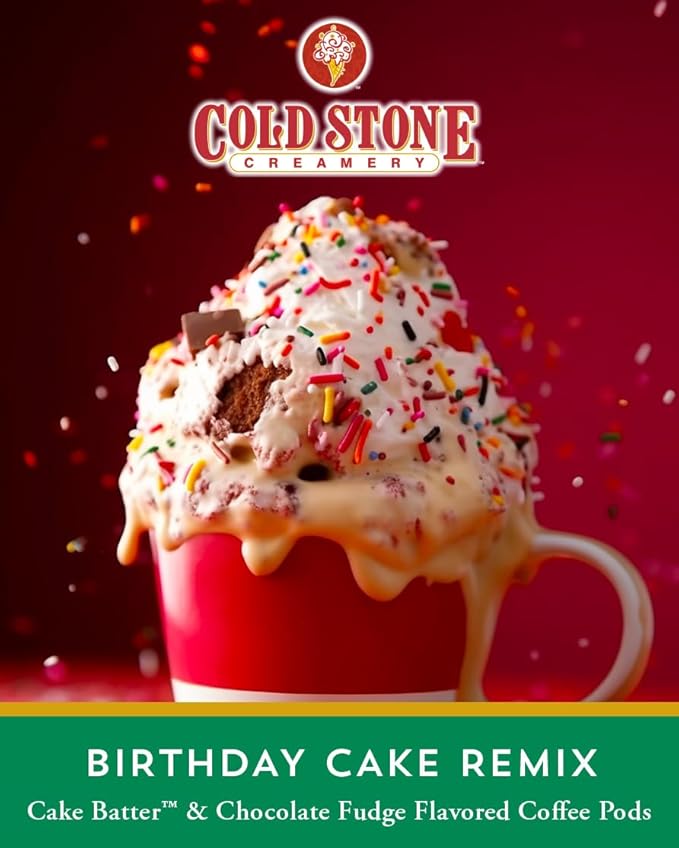 Cold Stone Creamery Beverages Birthday Cake Remix Ice Cream Flavored Coffee Pods Compatible with K Cup Brewers Including 2.0 40 Count