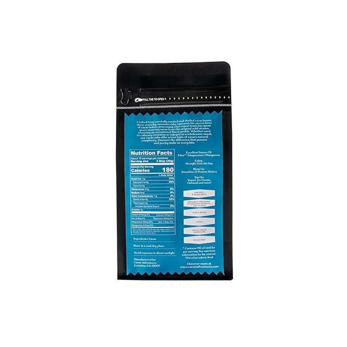 Cacao Adventures Raw Cacao Nibs Unsweetened Made from Whole Cacao Beans 10 oz – Wild Strains Lab-Tested Low Heavy Metals | High Amazon Basin - Peru | Keto Vegan Gluten-Free Superfood | Crunchy Sn