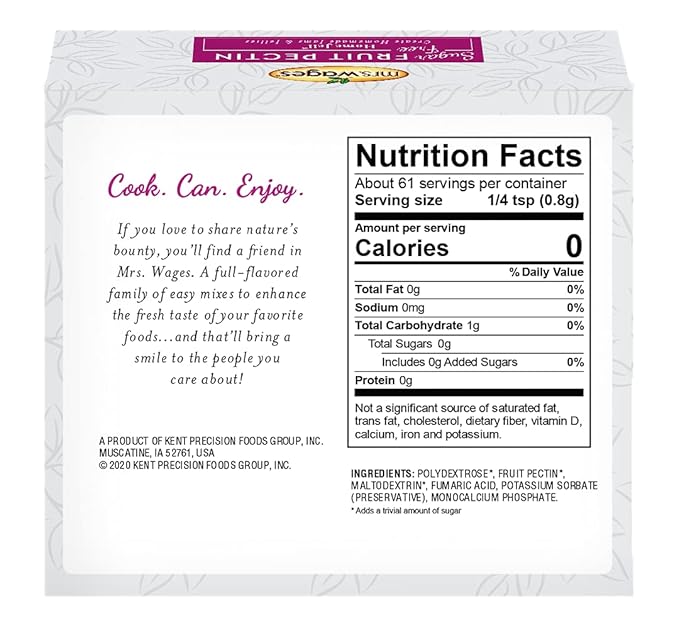 Mrs. Wages Sugar Free Fruit Pectin Home Jell | Easy-To-Use | Fast Results | No Sugar Required | Calorie Free | 1.75 oz Carton (Value Pack of 12)