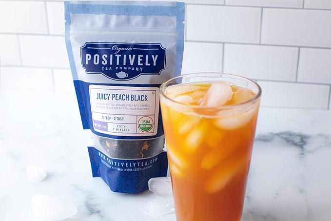 Organic Positively Tea Company Juicy Peach Black Tea Loose Leaf 16 Ounce
