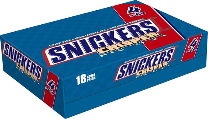SNICKERS Crisper Sharing Size Chocolate Candy Bars 2.83-Ounce Bar 18-Count Box