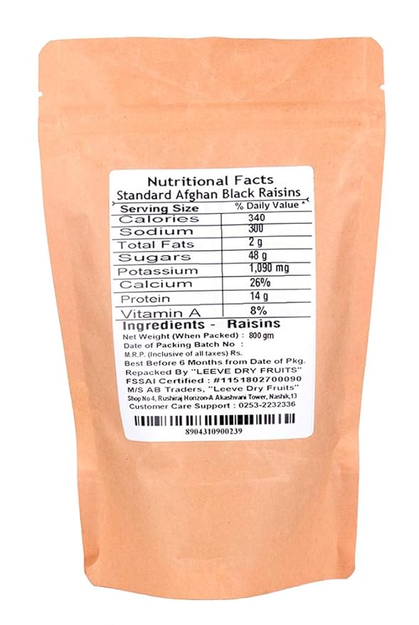 Leeve Standard Afghan Black Raisins 800g