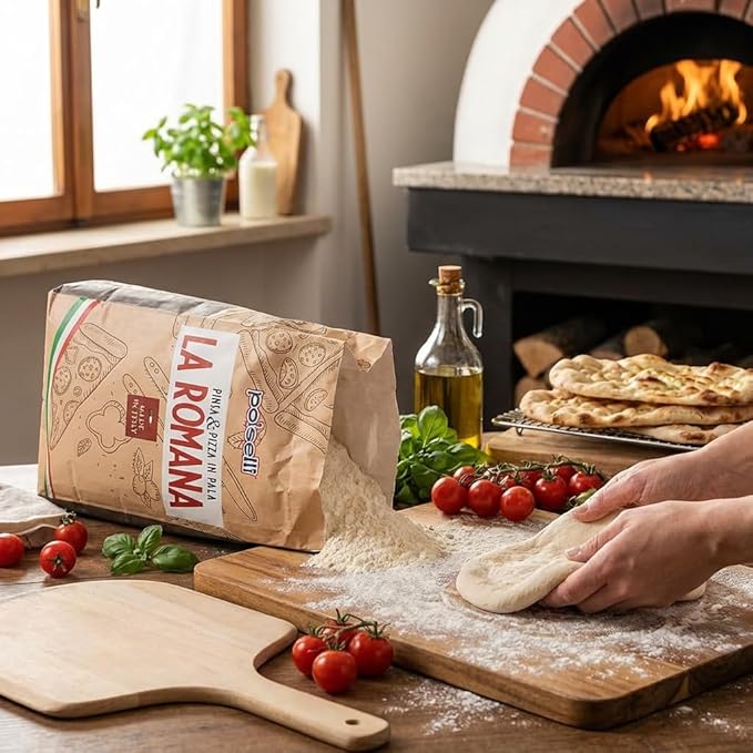 Polselli La Romana Pinsa &amp Pizza in Pala Flour 11 lb – Type 0 High-Protein Wheat &amp Rice Flour Blend – Ideal for Roman-Style Pizza and Flatbread Light &amp Airy Crust Crunchy Texture Perfec
