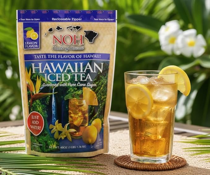 NOH Foods of Hawaii Sweet Tea Mix - 48oz (3lb) Zipper Bag | Just Add Water for Hawaii's Favorite Refreshment | Classic Luau Beverage Blend - Paradise in a Glass