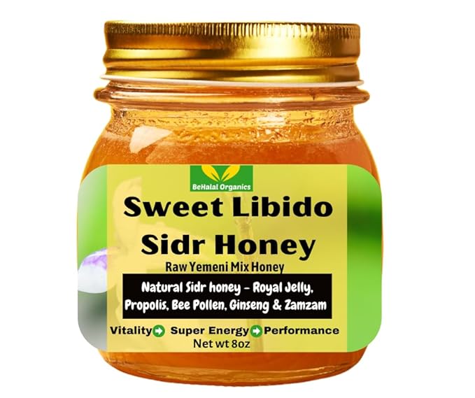 Yemeni Premium Sidr Honey Blend with Propolis Royal Jelly Bee Pollen and Ginseng Raw Unfiltered Multifloral Wellness Superfood