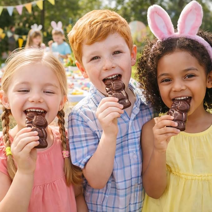 Bunnies Chocolate Molds Assorted Candy 15 Oz Bag Individually Wrapped Bunny Figures - 4 Flavors Milk Chocolate Caramel Sea Salt Dark Treat Easter Egg Hunt Basket Stuffer Party Favor Gift Snack