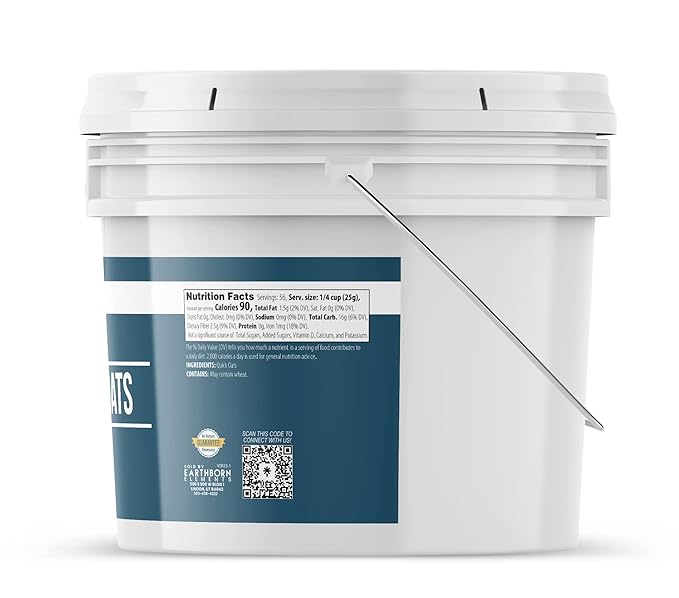 Earthborn Elements Quick Oats and Oat Groats Bundle 1 Gallon Bucket Each Fiber Breakfasts