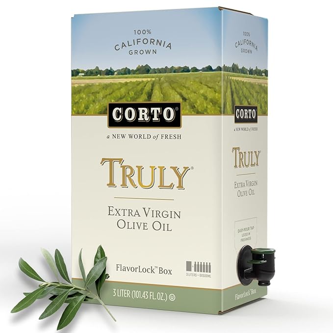 Corto TRULY® | 100% Extra Virgin Olive Oil | Floral Notes | Cold Extracted in State-of-the-Art Mill | Straight from Official Corto Olive Groves &amp Oil Producer | Oxygen-Free Light Free FlavorLock
