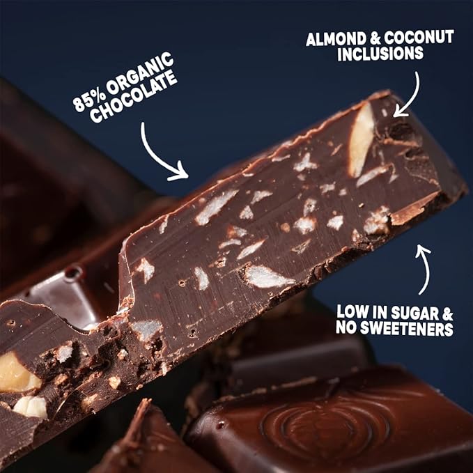 Chocxo Dark Chocolate Coconut Almond &amp Sea Salt Snaps - Low in Sugar Organic 85% Cacao Non-GMO Keto Certified Gluten Free &amp Kosher. No Artificial Sweeteners or Sugar Alcohols 3.45 oz (Pac