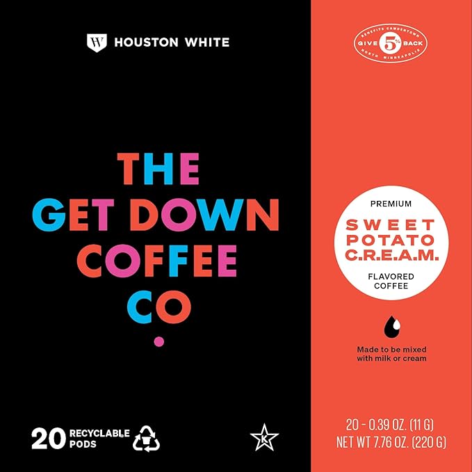 The Get Down Coffee Co. Sweet Potato Flavored Coffee Pods 20 ct 100% Arabica Medium Roast Coffee Single Serve Pods Compatible with K Cups Brewers