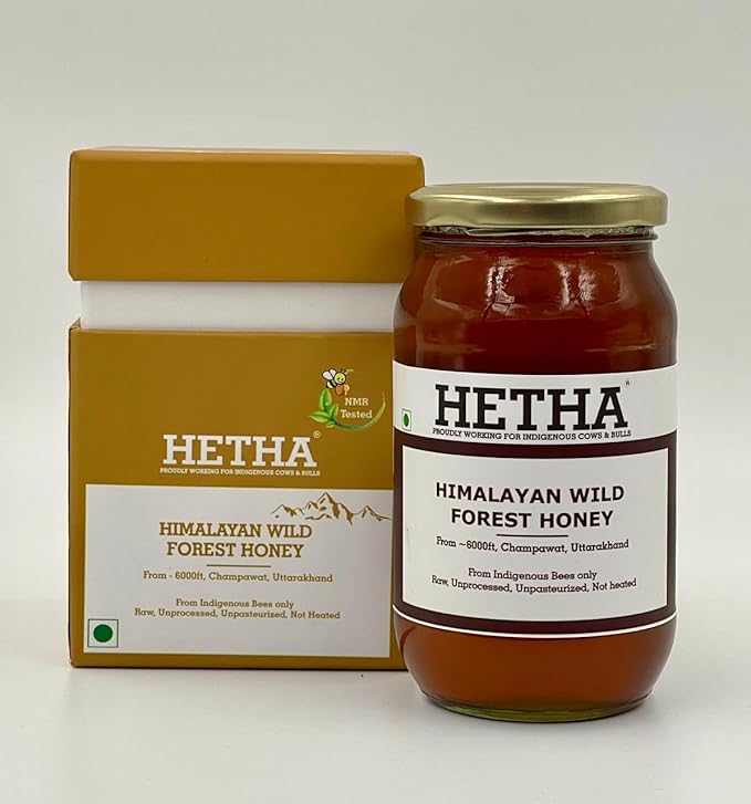 Hetha Organics Himalayan Wild Forest Honey - NMR Tested - Raw | Unprocessed | Unpasteurised - 500gm