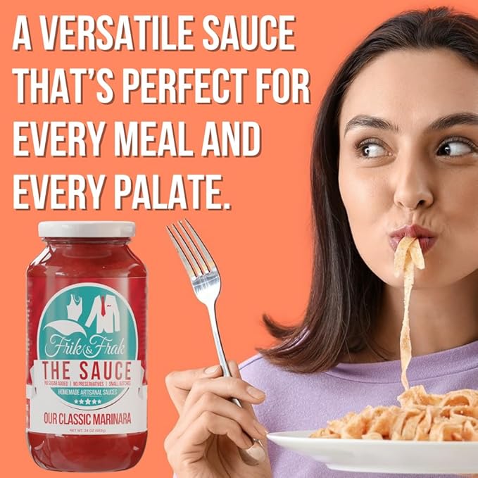 Classic Marinara Pasta Sauce by Frik &amp Frak 6-Pack No Sugar Added No Preservatives Gluten Free 36 Month Shelf Life Artisan Small Batch Crafted Pasta Sauces 24 Oz Jars