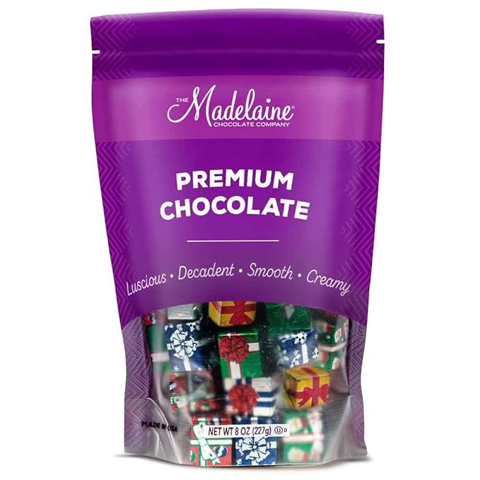Madelaine Milk Chocolate Christmas Presents – Individually Wrapped Holiday Chocolates for Kids – Christmas Candy Stocking Stuffers &amp Holiday Gift Basket Treats – 8 oz Bag (Approx. 24 Pieces)