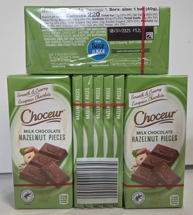 Choceur Hazelnut Crunch Chocolate - 20 x 1.4 oz. (40g) Bars