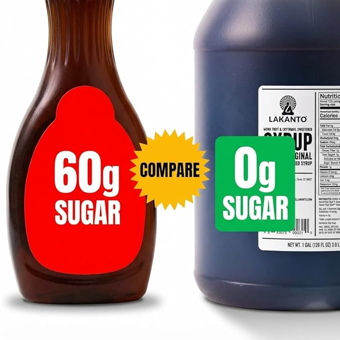Lakanto Sugar Free Maple Flavored Syrup Sweetener with Monk Fruit and Erythritol 128 fl oz