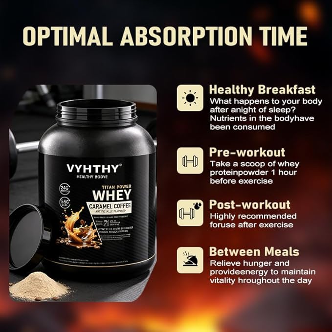Caramel Coffee Flavored Whey Protein Powder24g Protein per Serving Fast-Absorbing Concentrated whey Protein Low Sugar Gluten-Free Natural Flavor 3.5lbs(56oz)