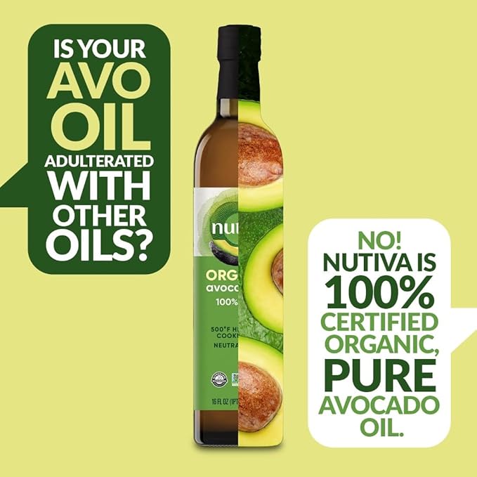 Nutiva Organic Steam-Refined Avocado Oil 100% Pure 1 Gallon USDA Organic Non-GMO Whole 30 Approved Keto Paleo High-Heat Oil with Neutral Flavor and Aroma for Cooking &amp Frying