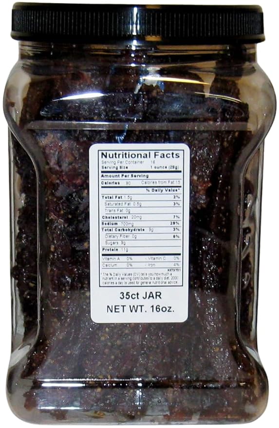 1/2 Gallon Jar Reser's Peppered Beef Jerky 1 Pound of Jerky