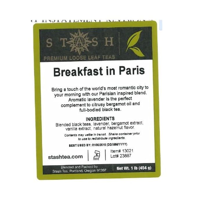 Stash Tea Breakfast In Paris Black Tea - Caffeinated Non-GMO Project Verified Premium Tea with No Artificial Ingredients Loose Leaf 1 lb Bag