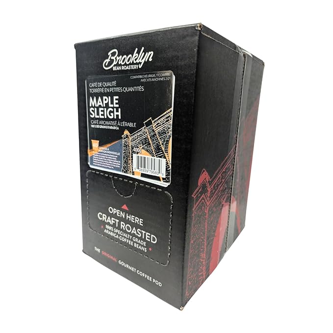 Brooklyn Beans Maple Sleigh Gourmet Coffee Pods - Compatible with Keurig 2.0 K Cup Brewers 40 Count Maple Flavored