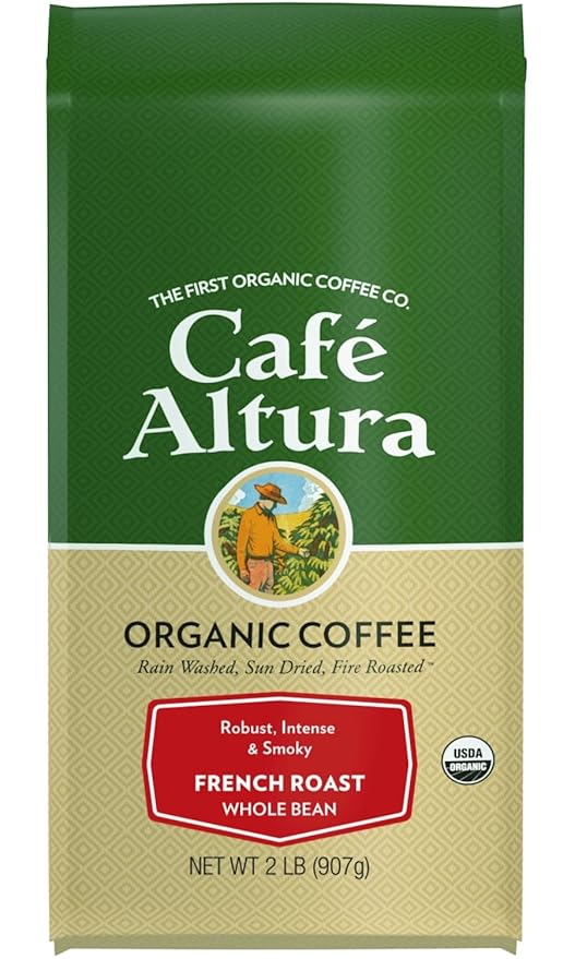 Cafe Altura Whole Bean Organic Coffee French Roast 2 lb Bag