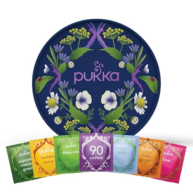 Pukka Tea Organic Herbal Tea Sampler For Everyday Wellness Best for Birthdays Anniversaries &amp Holidays Caffeine Free 90 Bags 6 Flavors
