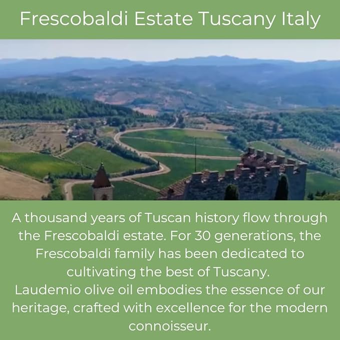 FRESCOBALDI Laudemio Extra Virgin Olive Oil 16.9 FL Oz 500ml Premium Award Winning Product of Tuscany Italy Fruity &amp Peppery Flavor Smooth &amp Robust Low Acidity Rich in Polyphenols (Pac