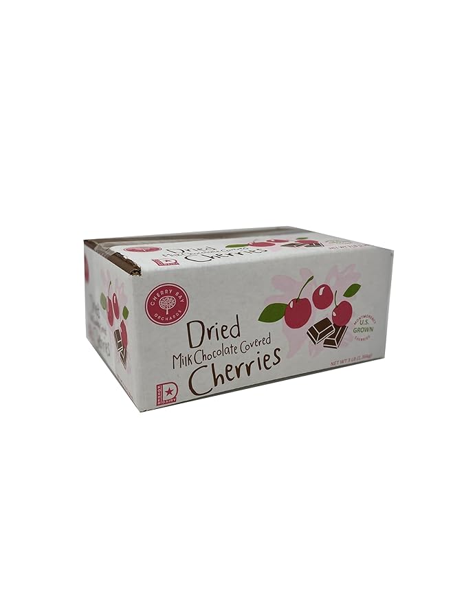 Cherry Bay Orchards Milk Chocolate Covered Cherries (3 lb Bulk Box) - Natural Dried Tart Montmorency Cherries - 100% Domestic Grower Owned Preservative Free No Added Color Kosher Certified