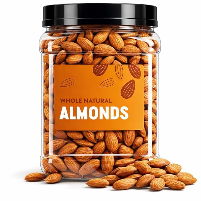 Almonds Nuts Whole Almond Raw Unsalted 40 oz Resealable Jar - Natural Protein Fiber Vitamin Mineral Energy Boost Heart Friendly - Work Travel Office - Baking Cooking Gifting