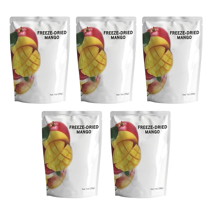 Wise Harvest Freeze-Dried Mangoes – Five 1oz Packs | Single Ingredient Snack | 100% Real Fruit No Sugar Added Just Crunch | Healthy Vegan Gluten-Free Snack for Kids &amp Adults