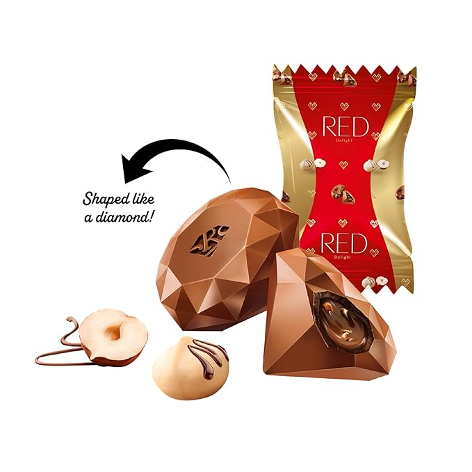 RED Delight®™ 100 Piece Chocolate Gift Box (100 Piece Gift Box w/Diamond Truffles Milk Chocolate w/Hazelnut &amp Macadamia Filling)